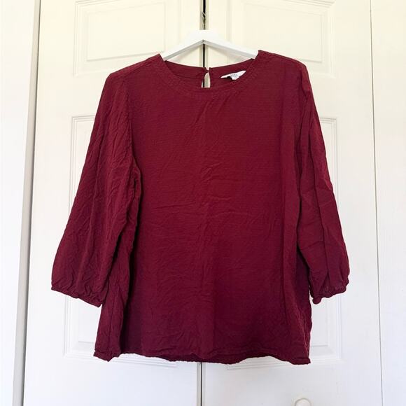 Women's Croft & Barrow Simple Blouse Maroon Red Dark Red Wine Merlot Size XL - Picture 5 of 11